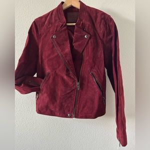 BlankNYC No Limit Suede Moto Jacket in Ruby